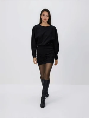 Reserved - Drapowana sukienka z wiskozą - czarny