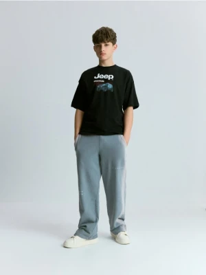 Reserved - Dresowe spodnie oversize - jasny zielony