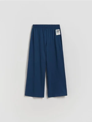 Reserved - Dresowe spodnie wide leg - granatowy
