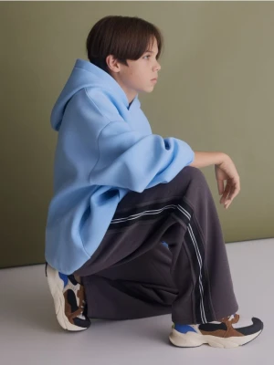 Reserved - Dresowe spodnie z lampasami - ciemnobrązowy