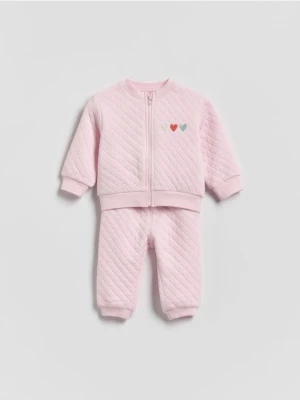 Reserved - Dresowy komplet z haftem - lawendowy