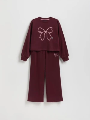 Reserved - Dresowy set z haftem - bordowy