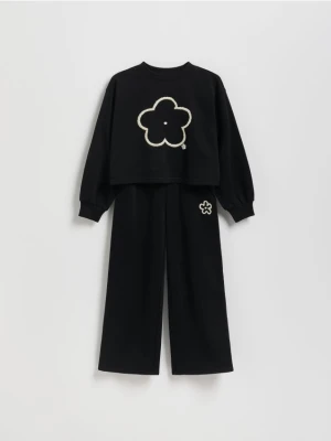 Reserved - Dresowy set z haftem - czarny