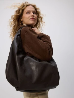 Reserved - Duża torebka hobo - ciemnobrązowy