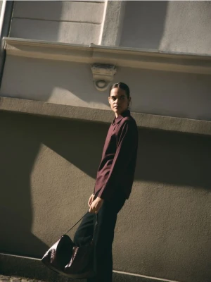 Reserved - Duża torebka na ramię - mahoniowy