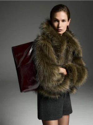 Reserved - Duża torebka na ramię - mahoniowy