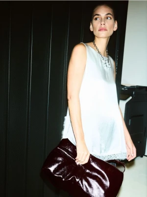 Reserved - Duża torebka na ramię - mahoniowy