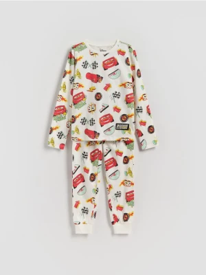 Reserved - Dwuczęściowa piżama Auta - złamana biel