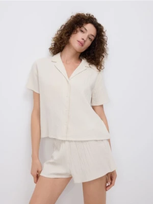 Reserved - Dwuczęściowa piżama - kremowy