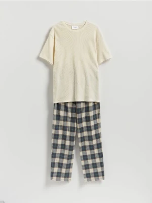 Reserved - Dwuczęściowa piżama - kremowy