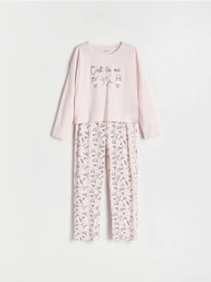 Reserved - Dwuczęściowa piżama - pastelowy róż