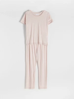 Reserved - Dwuczęściowa piżama - pastelowy róż