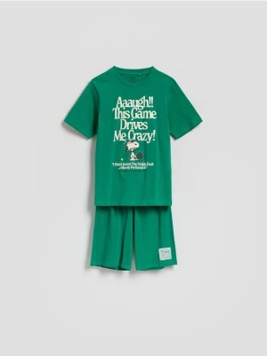 Reserved - Dwuczęściowa piżama SNOOPY - ciemnozielony