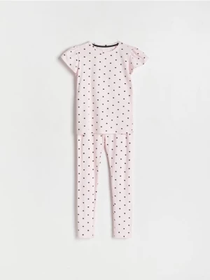 Reserved - Dwuczęściowa piżama w groszki - pastelowy róż