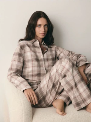 Reserved - Dwuczęściowa piżama w kratę - jasnoszary