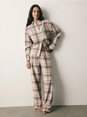 Reserved - Dwuczęściowa piżama w kratę - jasnoszary