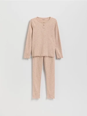 Reserved - Dwuczęściowa piżama w kwiaty - brudny róż