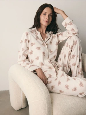 Reserved - Dwuczęściowa piżama w misie - beżowy