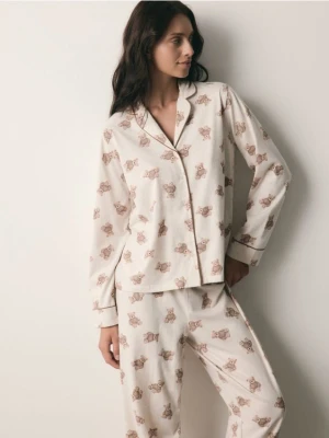 Reserved - Dwuczęściowa piżama w misie - beżowy