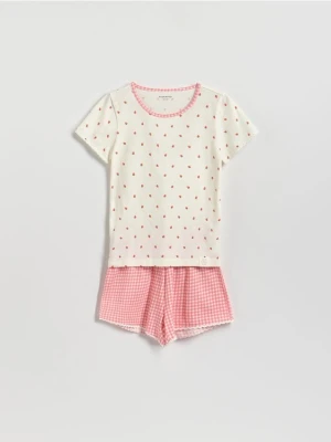 Reserved - Dwuczęściowa piżama w owoce - złamana biel