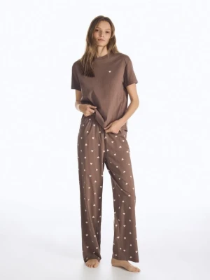 Reserved - Dwuczęściowa piżama w serca - brązowy