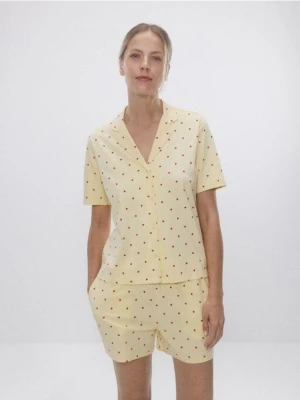 Reserved - Dwuczęściowa piżama w serca - jasnożółty