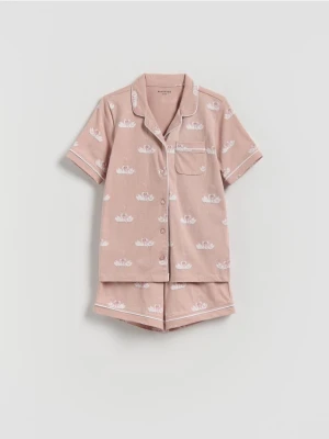 Reserved - Dwuczęściowa piżama we wzory - brudny róż