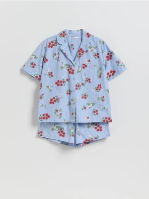 Reserved - Dwuczęściowa piżama we wzory - niebieski