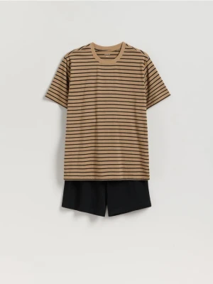 Reserved - Dwuczęściowa piżama z bawełny - beżowy
