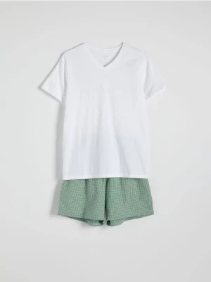 Reserved - Dwuczęściowa piżama z bawełny - biały