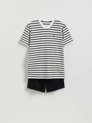 Reserved - Dwuczęściowa piżama z bawełny - biały