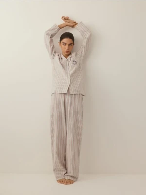 Reserved - Dwuczęściowa piżama z bawełny - brązowy