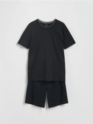 Reserved - Dwuczęściowa piżama z bawełny - czarny