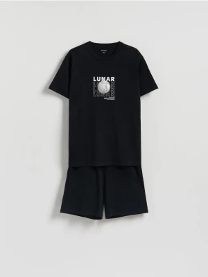 Reserved - Dwuczęściowa piżama z bawełny - czarny