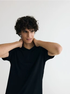 Reserved - Dwuczęściowa piżama z bawełny - czarny