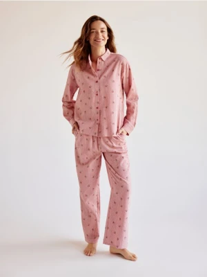 Reserved - Dwuczęściowa piżama z bawełny - czerwony