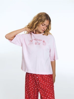 Reserved - Dwuczęściowa piżama z bawełny - czerwony