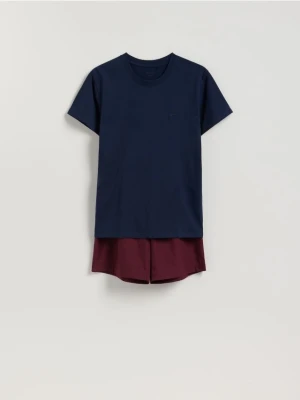 Reserved - Dwuczęściowa piżama z bawełny - granatowy