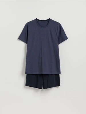 Reserved - Dwuczęściowa piżama z bawełny - granatowy