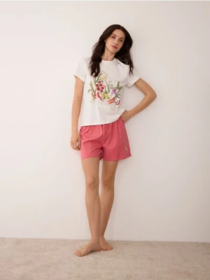 Reserved - Dwuczęściowa piżama z bawełny - intenstywna czerwień