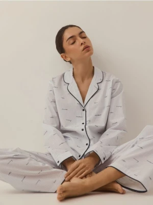 Reserved - Dwuczęściowa piżama z bawełny - jasnoniebieski