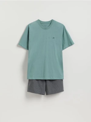 Reserved - Dwuczęściowa piżama z bawełny - jasnozielony