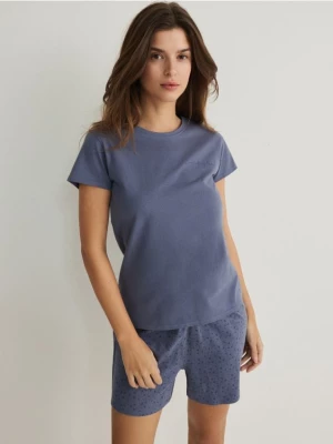 Reserved - Dwuczęściowa piżama z bawełny - niebieski