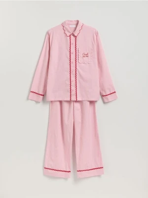 Reserved - Dwuczęściowa piżama z bawełny - różowy