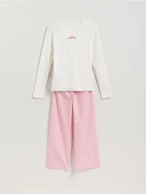 Reserved - Dwuczęściowa piżama z bawełny - różowy