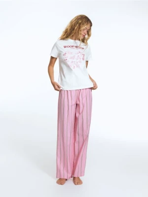 Reserved - Dwuczęściowa piżama z bawełny - różowy