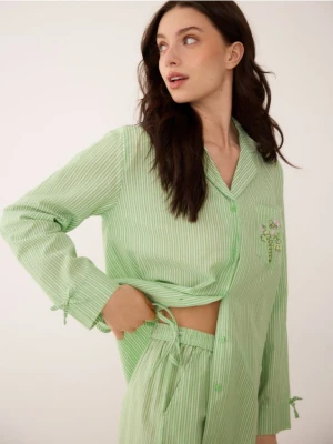 Reserved - Dwuczęściowa piżama z bawełny - zielony