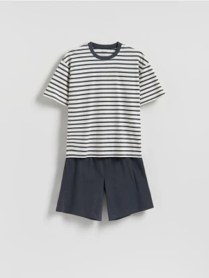 Reserved - Dwuczęściowa piżama z bawełny - złamana biel