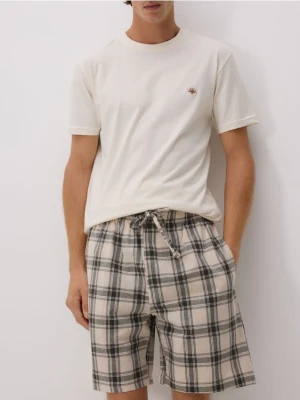 Reserved - Dwuczęściowa piżama z bawełny - złamana biel