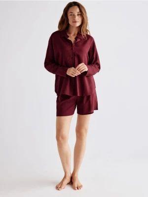 Reserved - Dwuczęściowa piżama z dodatkiem lnu - fioletowy